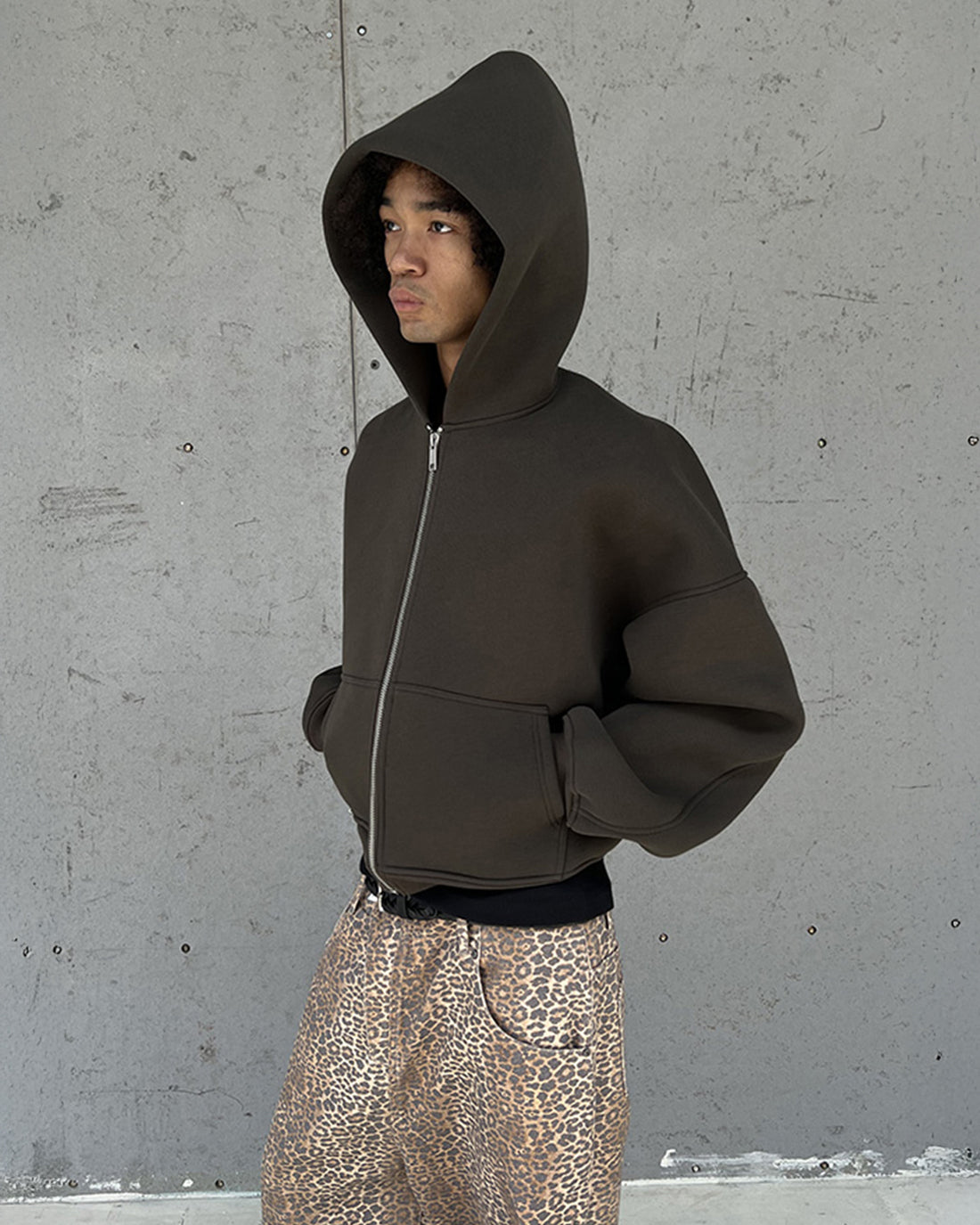 Structure Zip Hoodie — Mud Grey