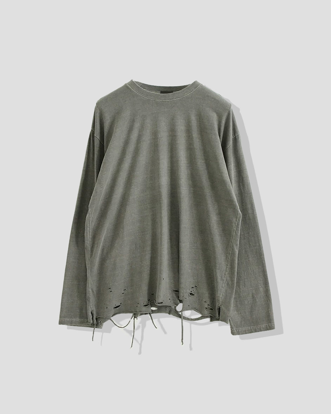 Distressed Long Tee – Washed Slate