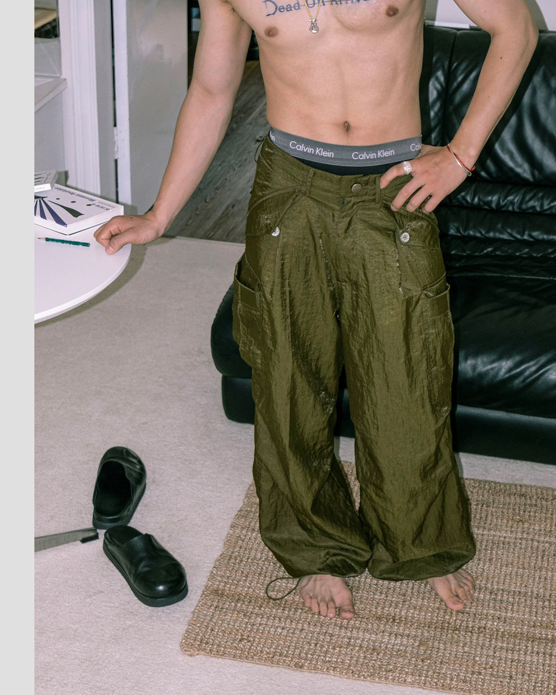 Reflective Cargo Trousers – Moss Green