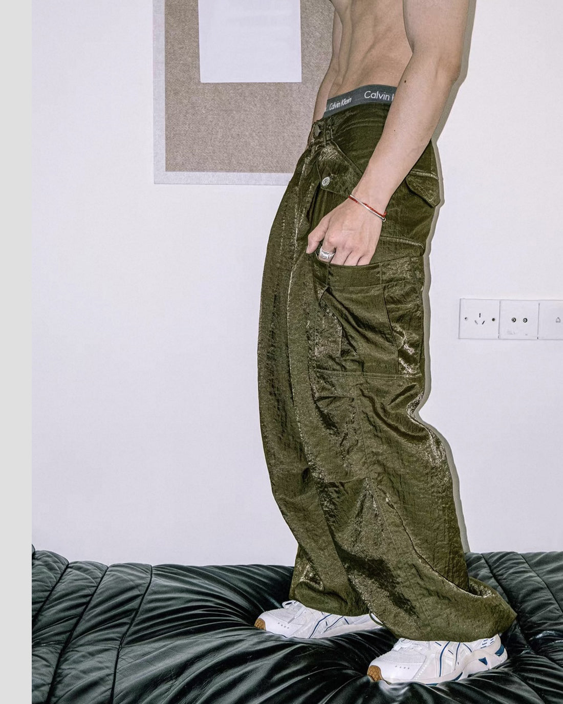 Reflective Cargo Trousers – Moss Green