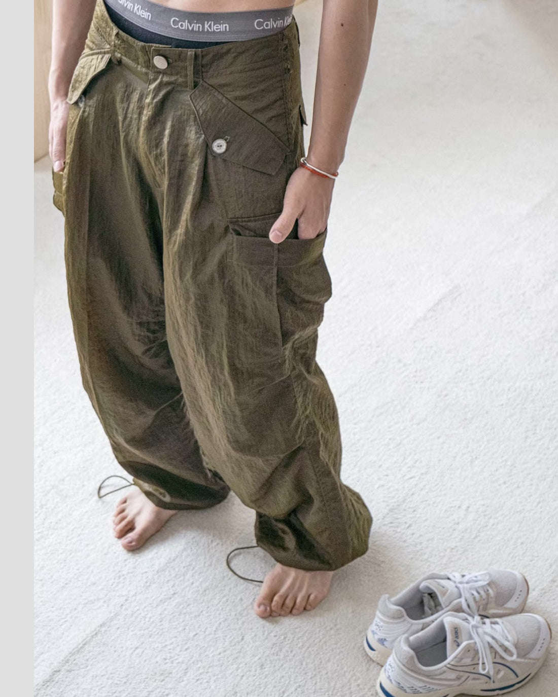 Reflective Cargo Trousers – Moss Green