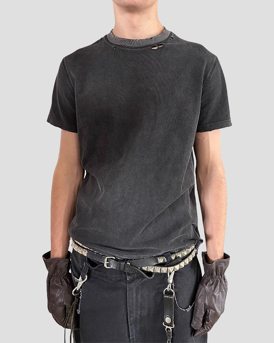 Charcoal Distressed Tee – Enzyme Washed